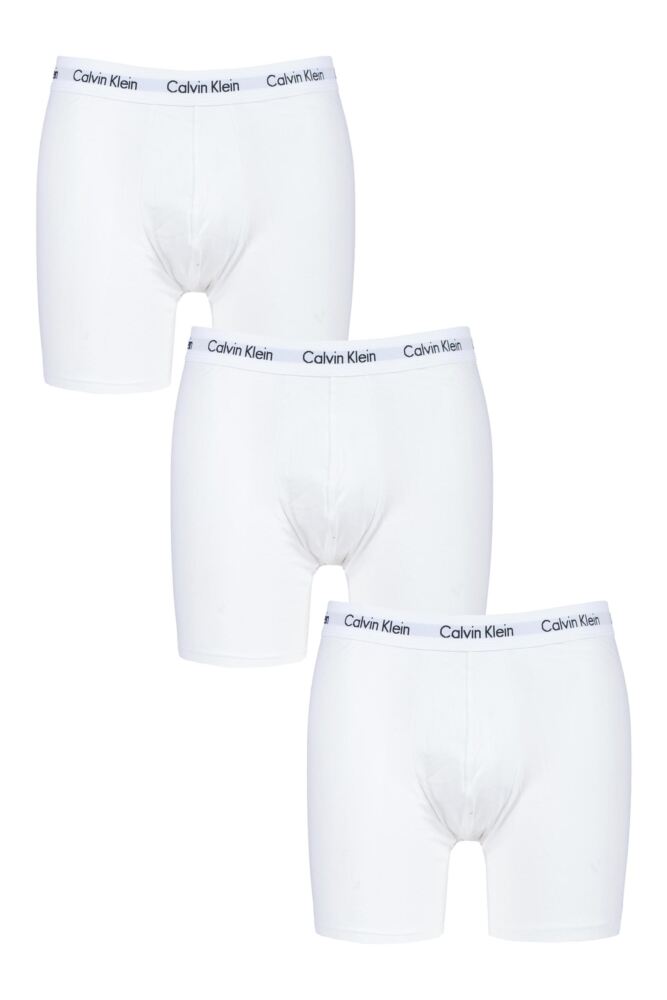 Mens 3 Pack Calvin Klein Cotton Stretch Longer Leg Boxer Brief Shorts