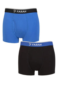 Mens 2 Pair Farah Plain and Stripe Bamboo Keyhole Trunks