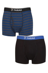 Mens 2 Pair Farah Plain and Stripe Bamboo Keyhole Trunks