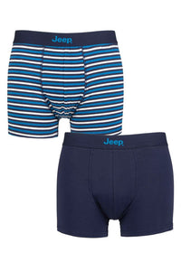 Mens 2 Pack Jeep Cotton Fitted Striped Trunks