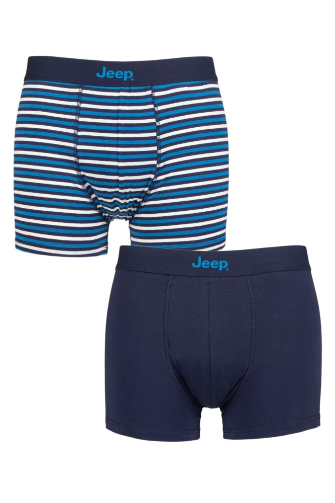 Mens 2 Pack Jeep Cotton Fitted Striped Trunks