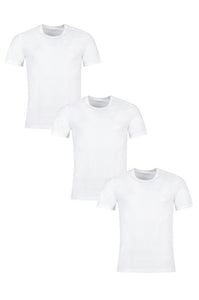 Mens 3 Pack BOSS Plain Cotton Stretch Round Neck T-Shirts
