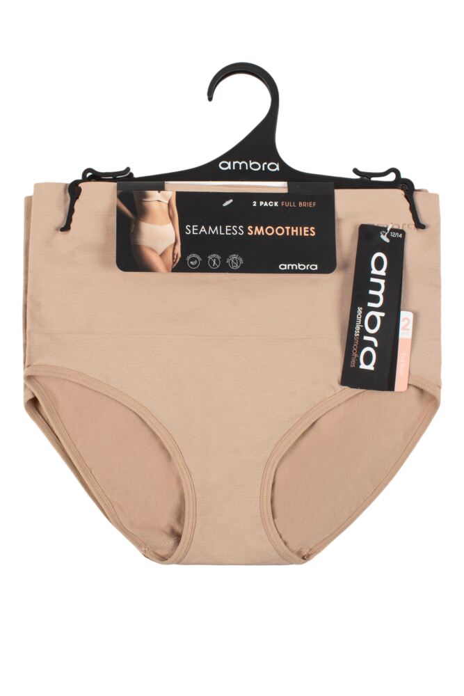 Ladies 2 Pack Ambra Seamless Smoothies Full Brief Underwear