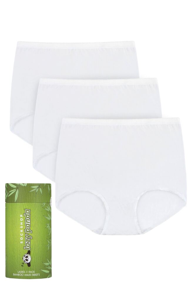Ladies 3 Pair SOCKSHOP Lazy Panda Bamboo Maxi Briefs