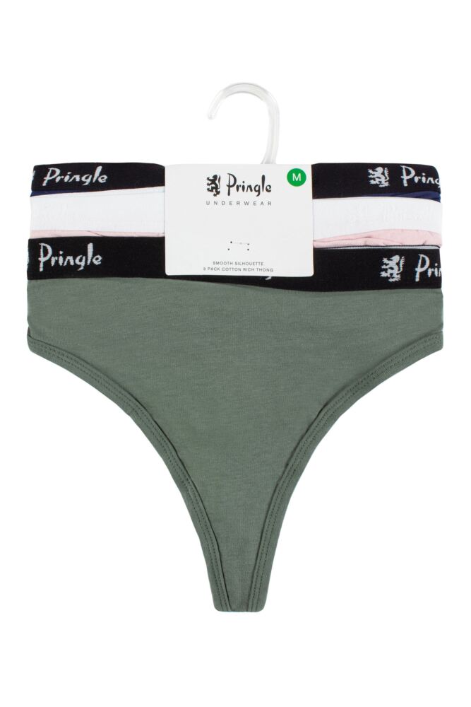 Ladies 3 Pack Pringle Smooth Silhouette Cotton Rich Thongs