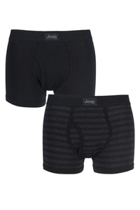 Mens 2 Pack Jeep Tonal Stripe and Plain Keyhole  Hipster Trunks