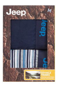 Mens 2 Pack Jeep Plain and Striped Cotton Keyhole Trunks